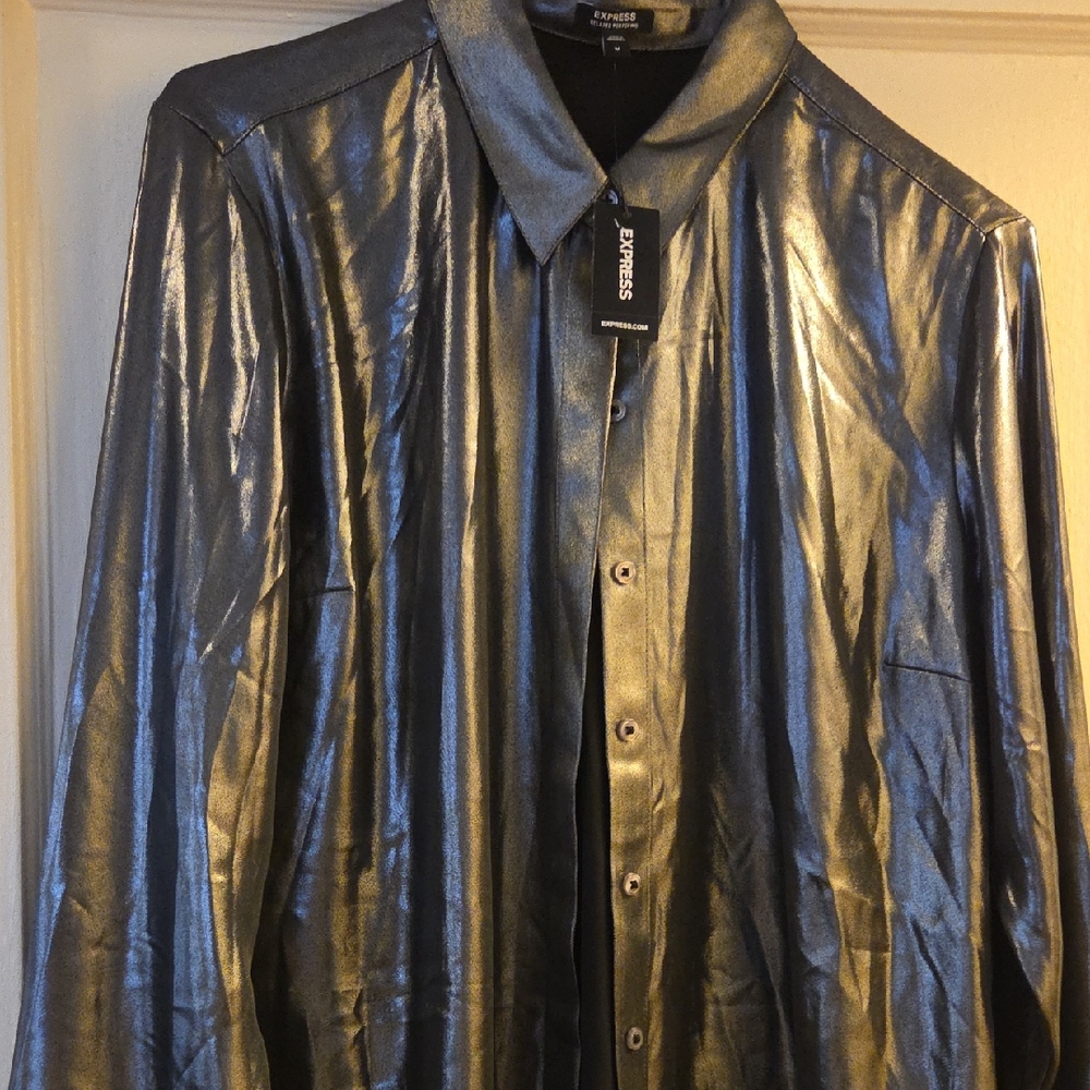 Express Shimmering Silver Shirt